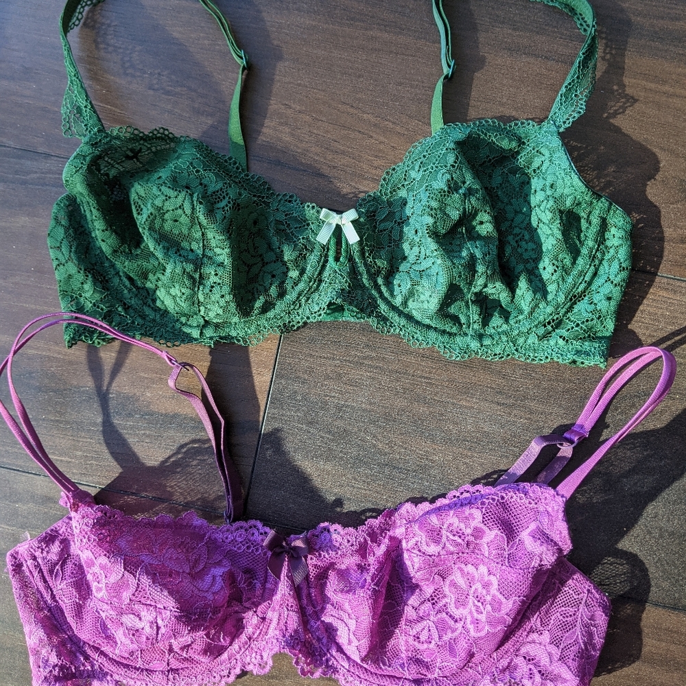 Unlined Lace Balconette Bra's (2) sz 36B